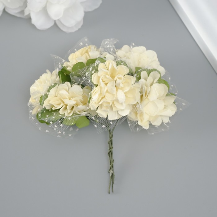 Декоративный цветок для творчества "Хризантема" бледно-снежный - Фото 1
