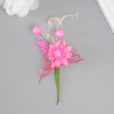 Букет декоративный "Хризантема" с блеском, 5х9 см, розовый