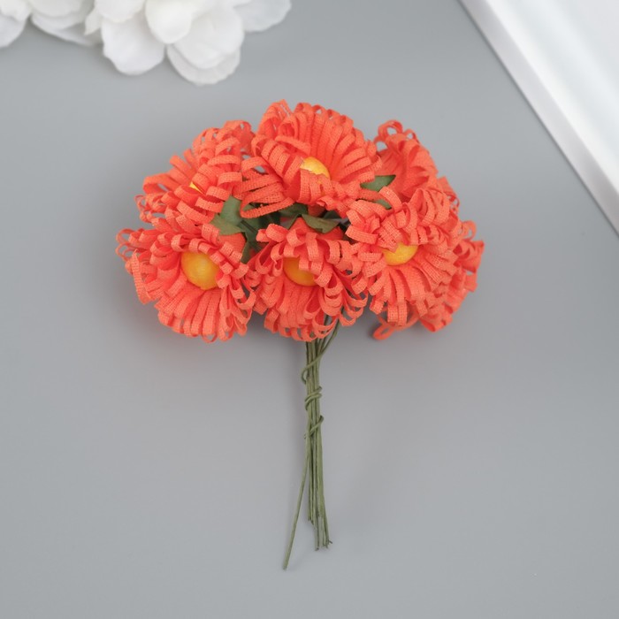 Декоративный цветок для творчества "Ромашка" оранжевый - Фото 1