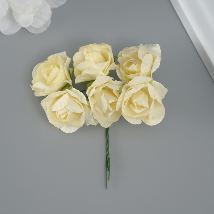 Декоративный цветок для творчества "Роза"  бледно-желтый - Фото 1