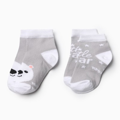 Носки детские Крошка Я «Белый мишка», набор 2 пары, 6-8 см