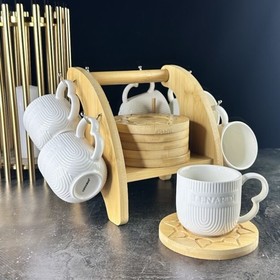 Кофейный набор Lenardi Bamboo, на подставке, 12 предметов