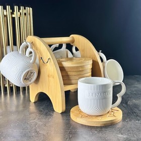 Кофейный набор Lenardi Bamboo, на подставке, 12 предметов