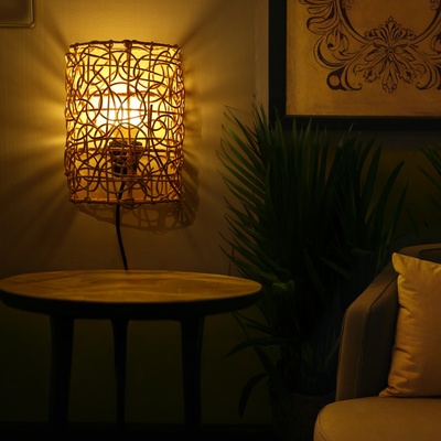 Светильник настенный из ротанга «Нить Ариадны», 1×120 Вт, Е27, 16×10×23 см