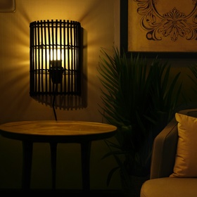 Светильник настенный из ротанга "Бали" 1х120Вт, Е27, 16х10х23 см, коричневый