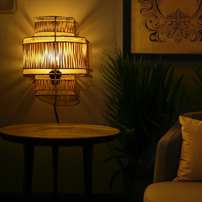 Светильник настенный из ротанга «Корона», 1×120 Вт, Е27, 25×15×30 см - Фото 1