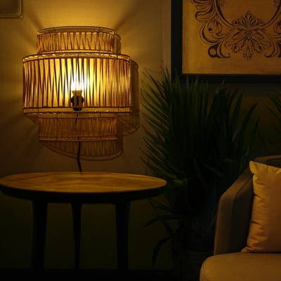 Светильник настенный из ротанга «Корона», 1×120 Вт, Е27, 40×20×50 см