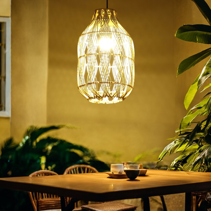 Светильник потолочный из ротанга «Переплетение», 1×120 Вт, Е27, 22×22×38 см - Фото 1