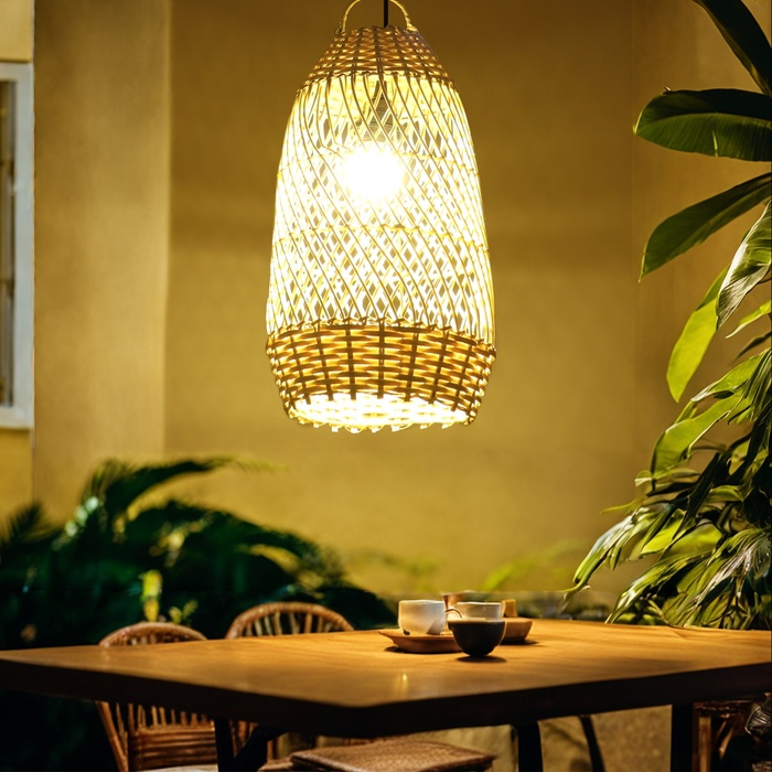 Светильник потолочный из ротанга «Буана», 1×120 Вт, Е27, 20×20×40 см