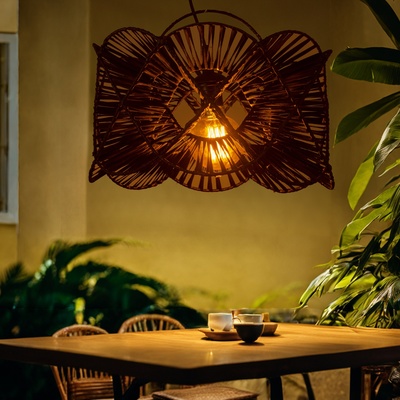 Светильник потолочный из ротанга «Бесконечность», 1×120 Вт, Е27, 40×40×25 см, чёрный