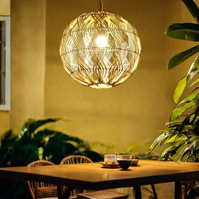 Светильник потолочный из ротанга «Рассвет», 1×120 Вт, Е27, 40×40×35 см