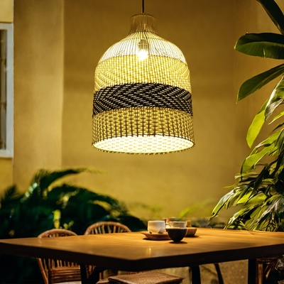 Светильник потолочный из ротанга «Направление», 1×120 Вт, Е27, 40×40×58 см, ч/б