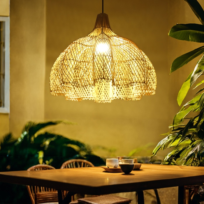 Светильник потолочный из ротанга «Цветок», 1×120 Вт, Е27, 60×60×50 см - Фото 1