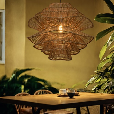 Светильник потолочный из ротанга «Отражение», 1×120 Вт, Е27, 75×75×67 см