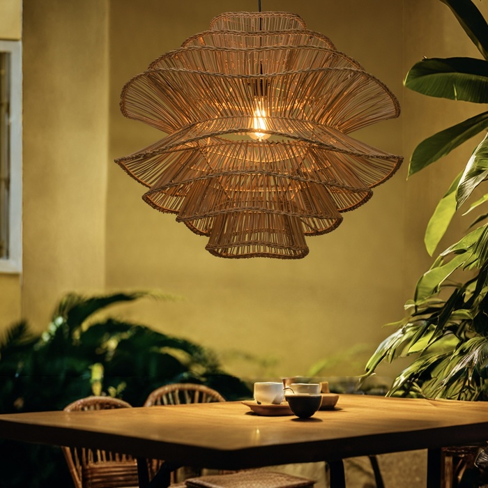 Светильник потолочный из ротанга «Отражение», 1×120 Вт, Е27, 75×75×67 см - Фото 1