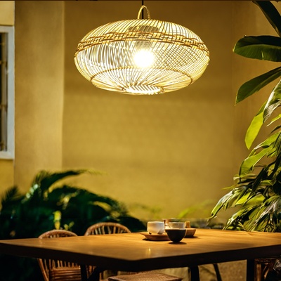 Светильник потолочный из ротанга «Ваю», 1×120 Вт, Е27, 40×40×20 см