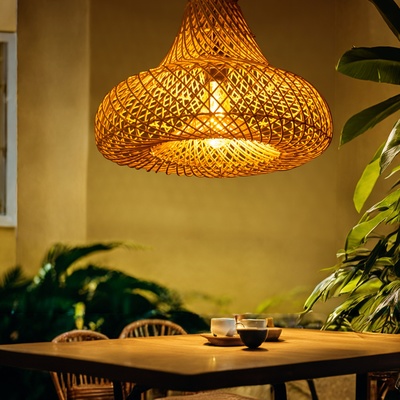 Светильник потолочный из ротанга «Элвин», 1×120 Вт, Е27, 40×40×30 см