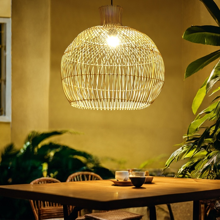 Светильник потолочный из ротанга «Ахмад», 1×120 Вт, Е27, 50×50×70 см