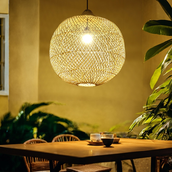 Светильник потолочный из ротанга «Гьян», 1×120 Вт, Е27, 60×60×60 см