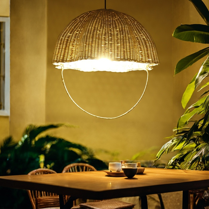 Светильник потолочный из ротанга «Дика», 1×120 Вт, Е27, 50×50×50 см