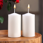 Набор свечей цилиндров, 5х10 см, 2 шт, белая - фото 300906837
