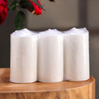 Набор свечей цилиндров, 5х10 см, 3 шт, белая - фото 24680721