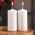 Набор свечей цилиндров, 5х12 см, 2 шт, белая - фото 300906849