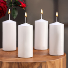 Набор свечей цилиндров, 5х12 см, 4 шт, белая - Фото 1
