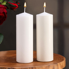 Набор свечей цилиндров, 5х15 см, 2 шт, белая - фото 321510689
