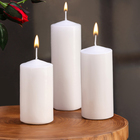 Набор свечей цилиндров, 5х15 см, 5х12 см, 5х10 см, 3в1, белая - Фото 1