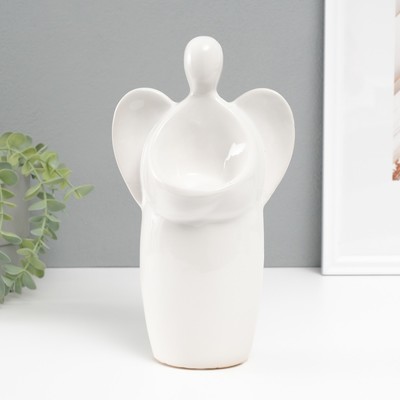 Подсвечник керамика на 1 свечу "Ангел" d=3,5 см белый 14х9,5х25 см