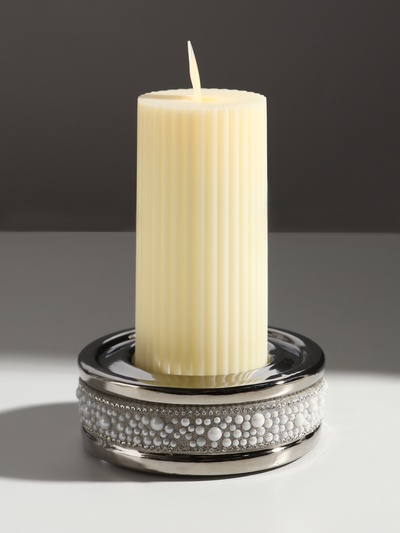 УЦЕНКА Подсвечник на 1 свечу «Ожерелье», d=4.5 см, серебро, 10×10×3.5 см