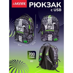 Рюкзак молодежный 39 х 30 х 17, эргономичная спинка, deVENTE Label 19L, + usb It Is What 7032444