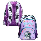 Рюкзак школьный 38×27×17, эргономичная спинка, deVENTE Attomex Basic, Meow Cat, сиреневый, 7033438 - Фото 1