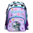 Рюкзак школьный 38×27×17, эргономичная спинка, deVENTE Attomex Basic, Meow Cat, сиреневый, 7033438 - Фото 3