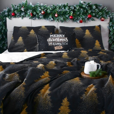 Постельное бельё евро «Этель» Golden Christmas, бязь