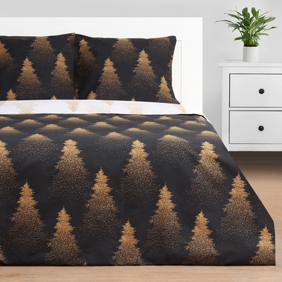Постельное бельё евро «Этель» Golden Christmas, бязь