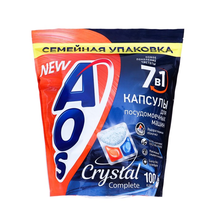 

Капсулы для посудомоечных машин AOS "Crystal Complete", 100 шт