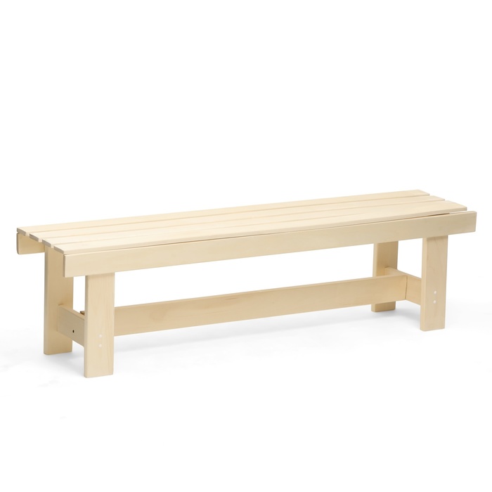 Лавочка (скамейка) деревянная из липы 150 х 32 х 42 см, без спинки, для бани и дачи - Фото 1
