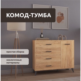 Комод-тумба Svetlana Loft, 1096х400х905, Дуб золотой/Венге