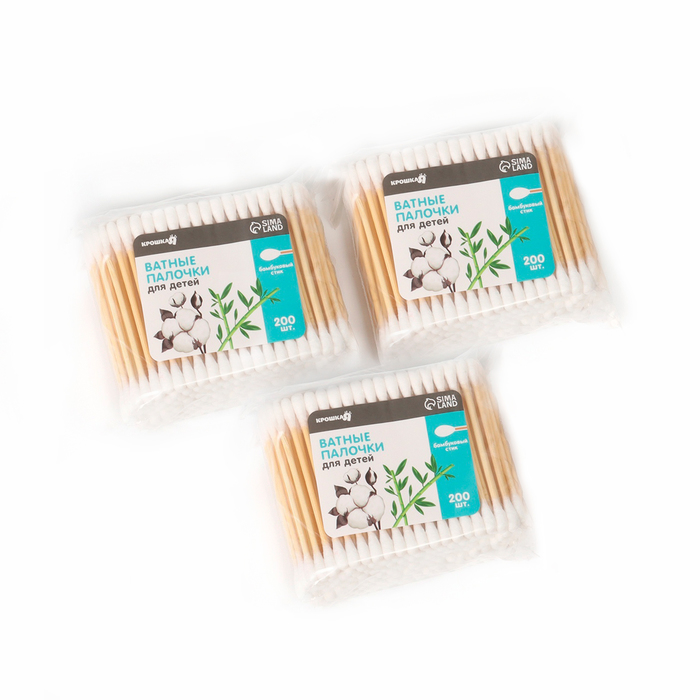 Ватные палочки, наконечник - классика, хлопок/бамбук (стик) 600 шт. - Фото 1