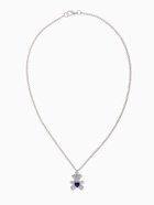 Кулон «Мишка» с сердечком, цвет бело-синий в серебре, 40 см - Фото 3