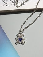 Кулон «Мишка» с сердечком, цвет бело-синий в серебре, 40 см - Фото 5