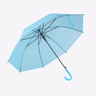 Зонт - трость полуавтоматический «Однотон», 8 спиц, R = 46 см, цвет голубой - фото 9664246