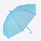 Зонт - трость полуавтоматический «Однотон», 8 спиц, R = 46 см, цвет голубой - фото 9664247