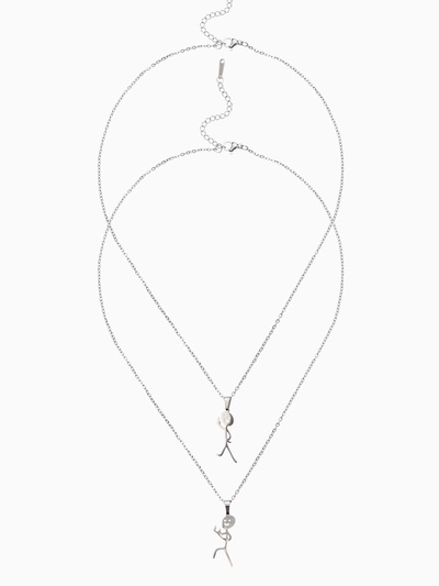 Кулоны парные «Неразлучники. Несогласие», L=49.5 см, набор 2 шт. цвет серебро