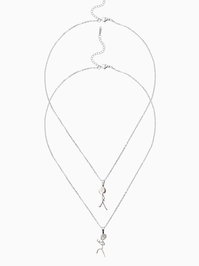 Кулоны парные «Неразлучники. Несогласие», L=49.5 см, набор 2 шт. цвет серебро - Фото 1