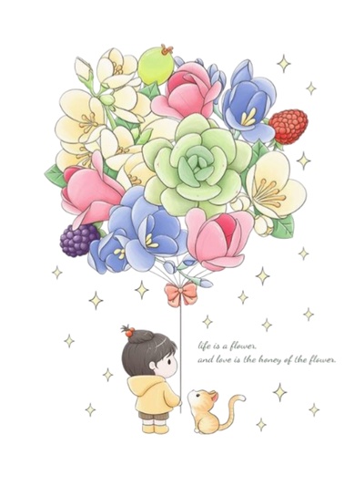 Наклейка интерьерная цветная «Девочка с котиком и букетом», пластик, 2 листа, 30×90 см