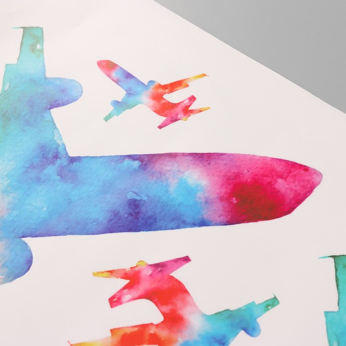 Наклейка пластик интерьерная цветная "Яркие самолеты" 40х60 см - фото 1927130192