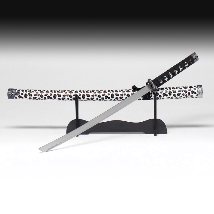 Сувенирное оружие «Катана на подставке»  ножны под леопарда, светлый  89см - Фото 1